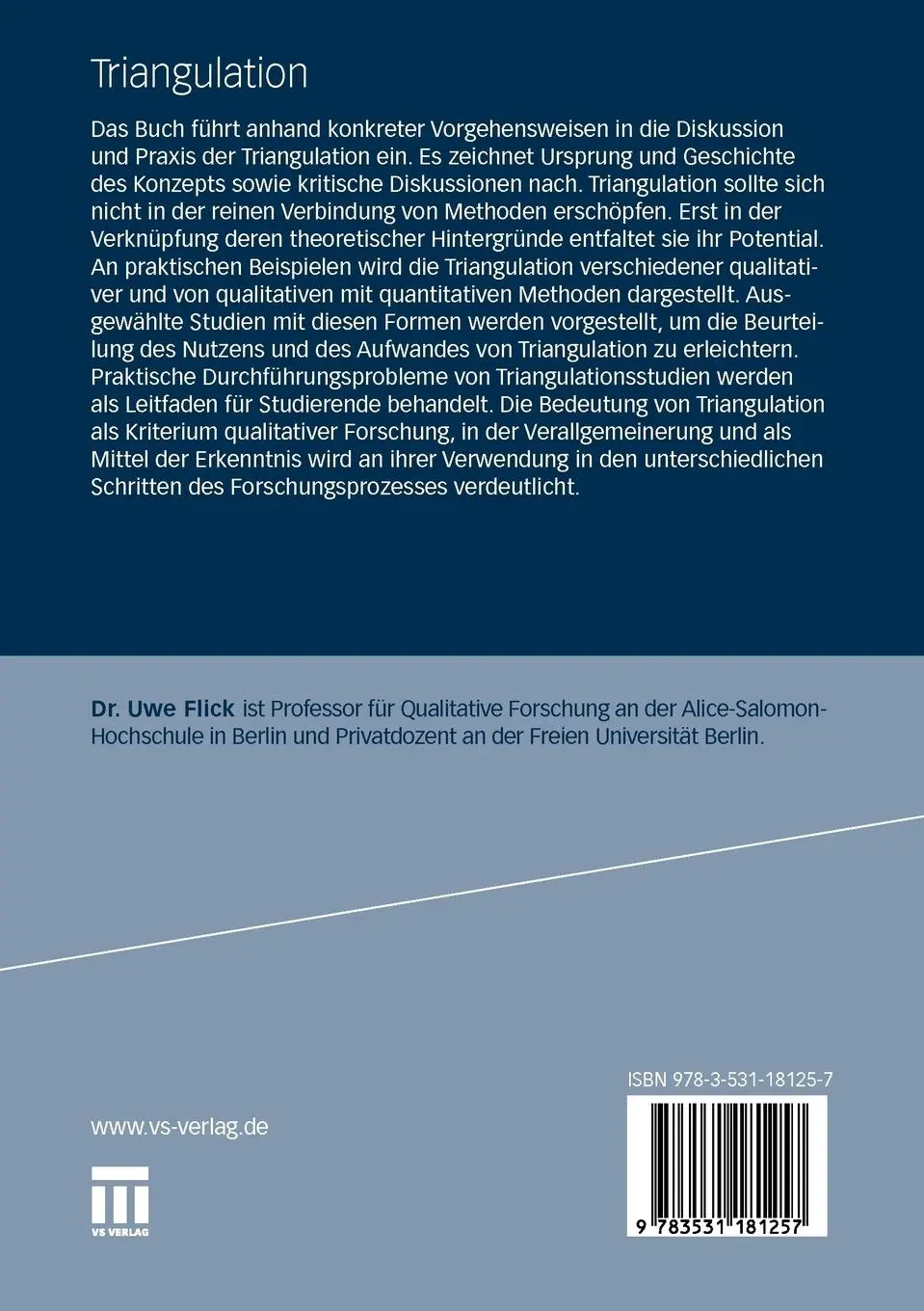 Rückseite: 9783531181257 | Triangulation | Eine Einführung | Uwe Flick | Taschenbuch | 127 S.