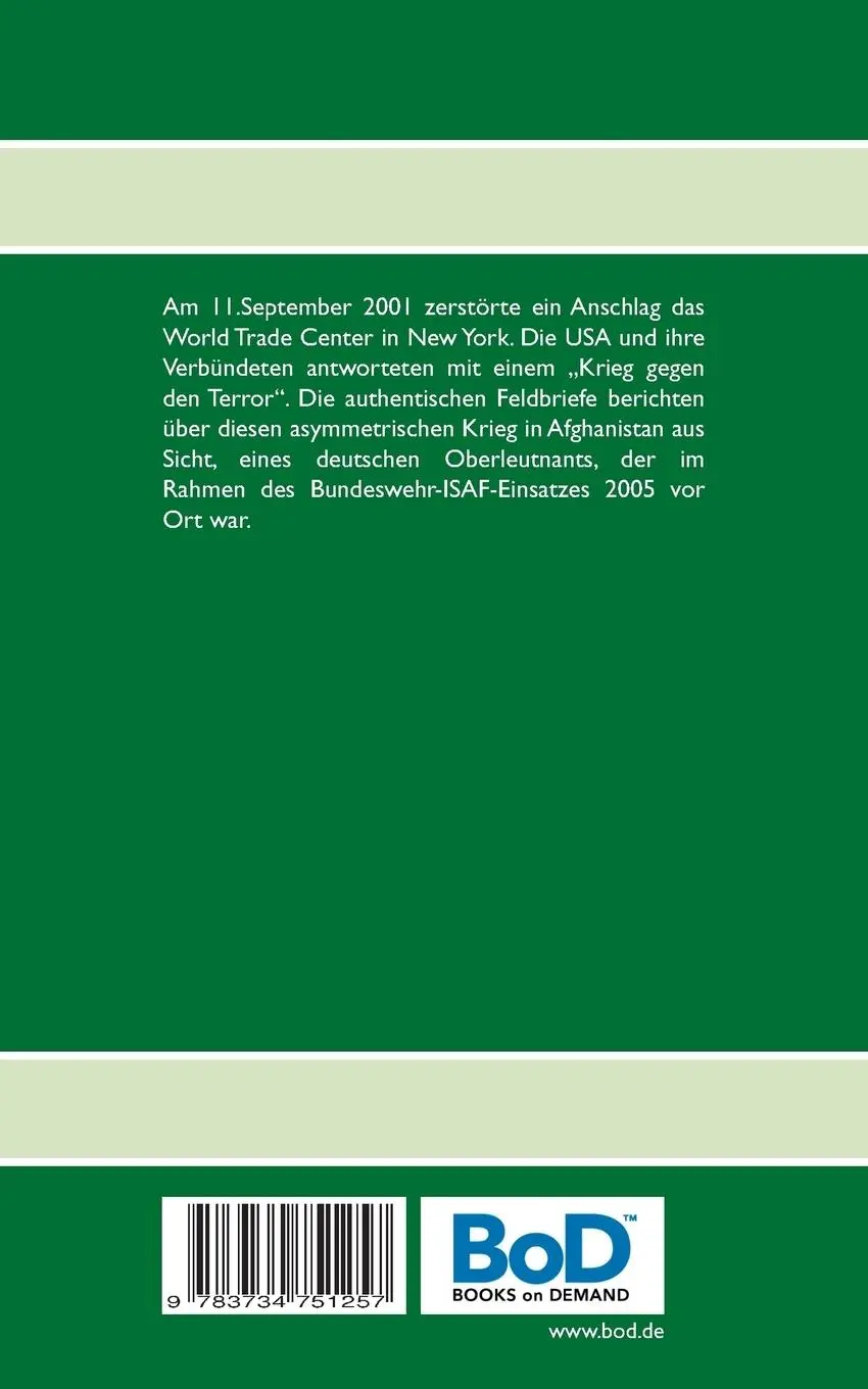 Rückseite: 9783734751257 | Afghanistan Krieg 2005 | André Deinhardt | Taschenbuch | 156 S. | 2015