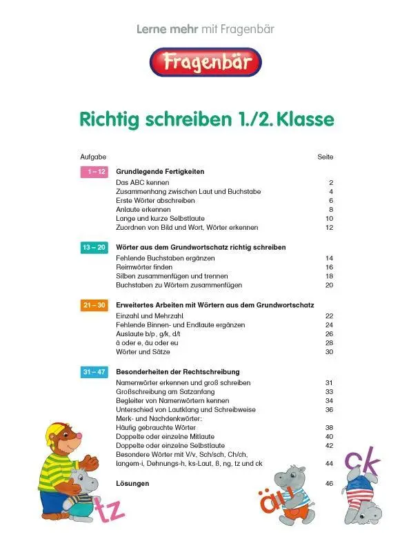 Bild: 9783940811257 | Fragenbär - Richtig schreiben 1./2. Klasse | Vera Lohmann | Broschüre