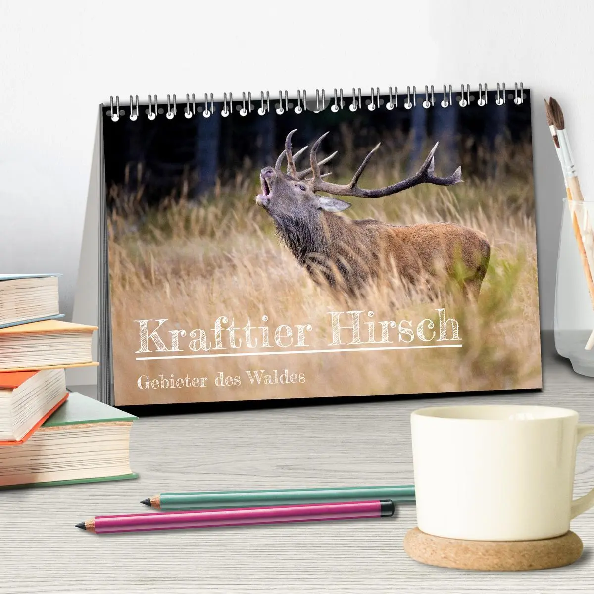 Bild: 9783457611357 | Krafttier Hirsch (Tischkalender 2026 DIN A5 quer), CALVENDO...