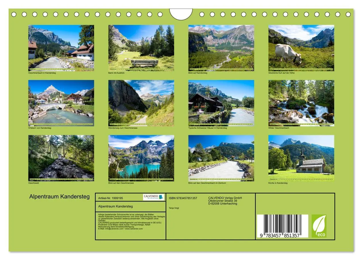 Bild: 9783457851357 | Alpentraum Kandersteg (Wandkalender 2026 DIN A4 quer), CALVENDO...
