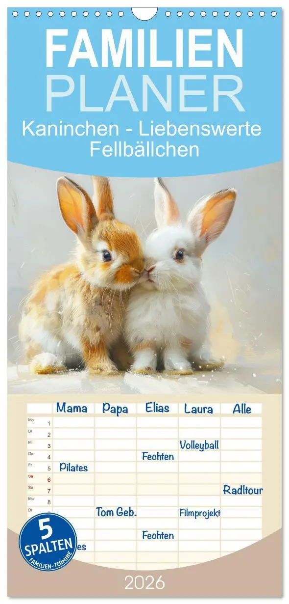 Cover: 9783516491357 | Familienplaner 2026 - Kaninchen - Liebenswerte Fellbällchen mit 5...