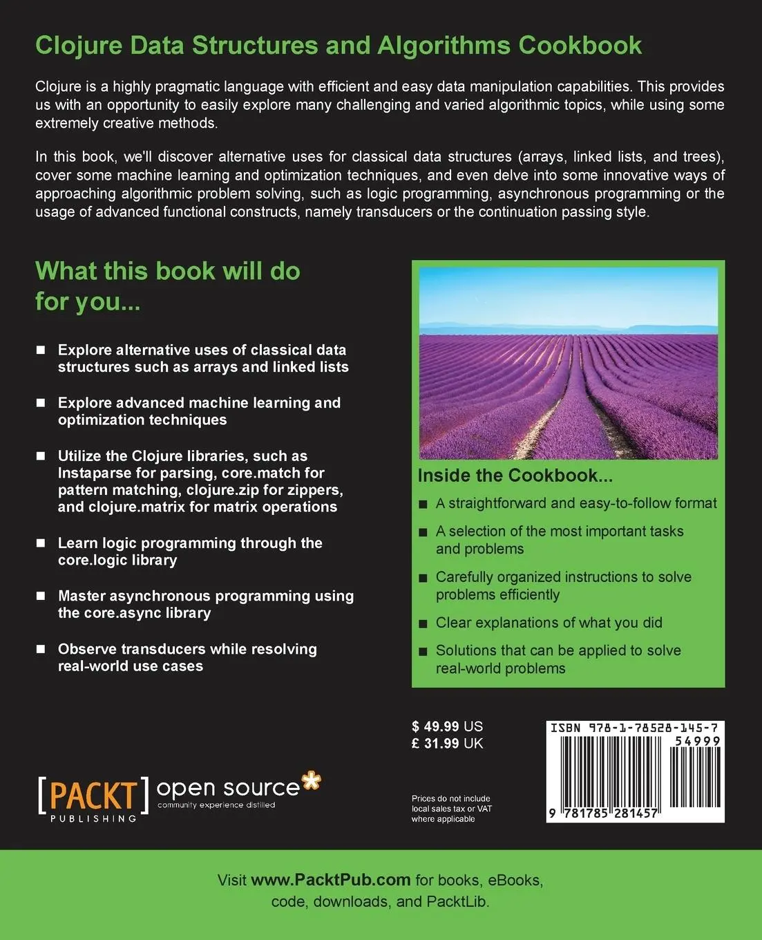 Rückseite: 9781785281457 | Clojure Data Structures and Algorithms Cookbook | Rafik Naccache