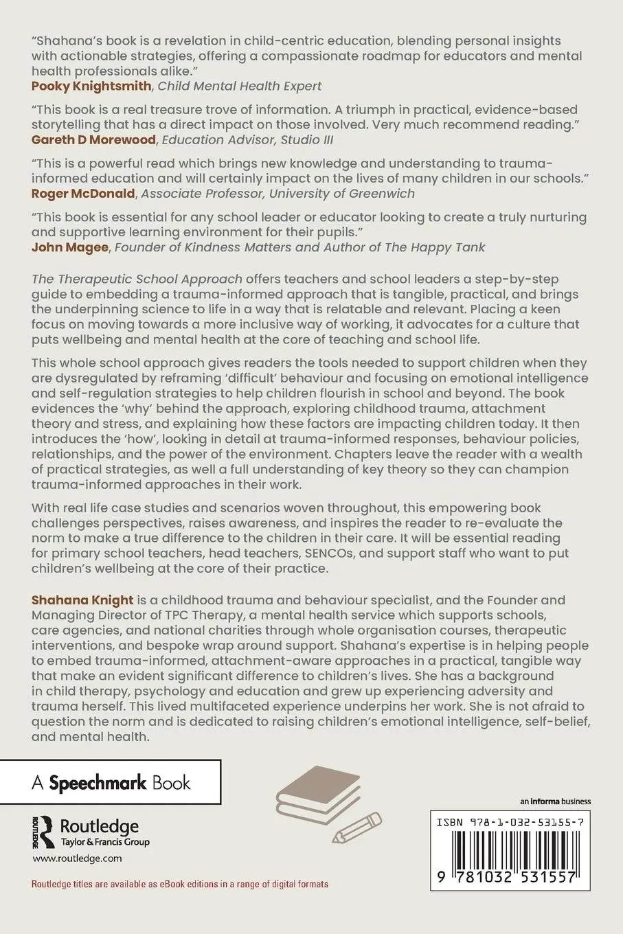 Rückseite: 9781032531557 | The Therapeutic School Approach | Shahana Knight | Taschenbuch | 2024