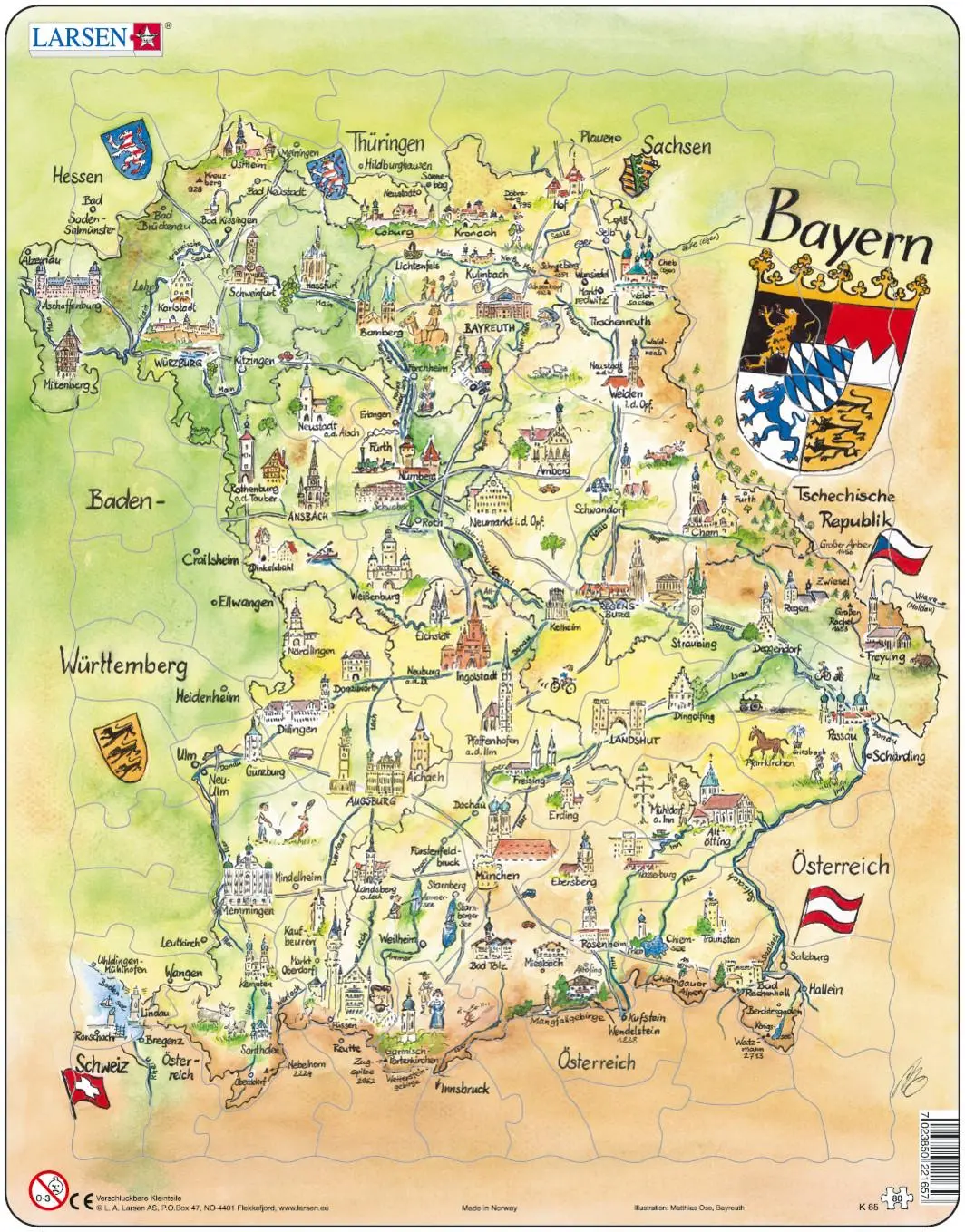 Cover: 7023850221657 | Puzzle - Bayern (touristisch) | Puzzle | 2021 | Larsen