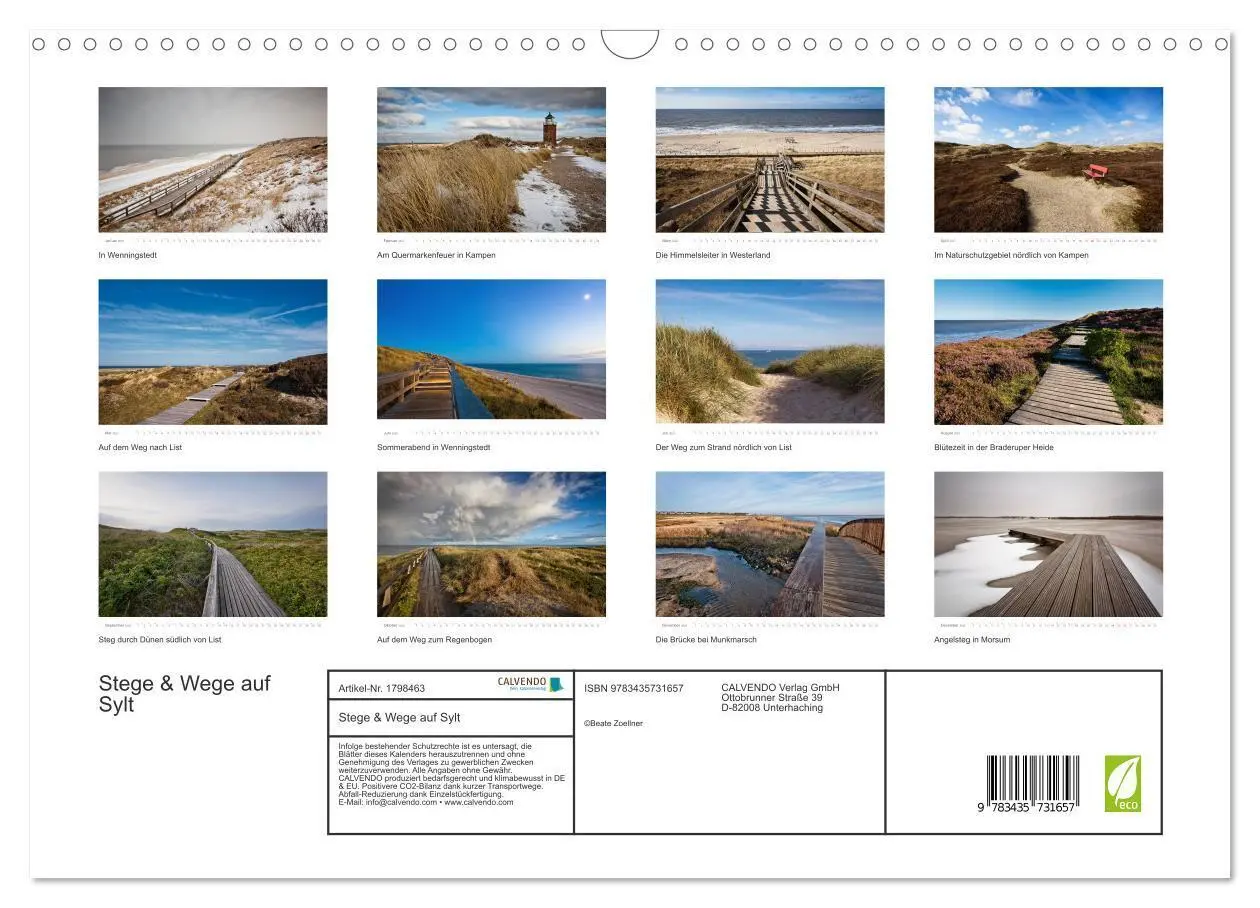 Bild: 9783435731657 | Stege &amp; Wege auf Sylt (Wandkalender 2025 DIN A3 quer), CALVENDO...