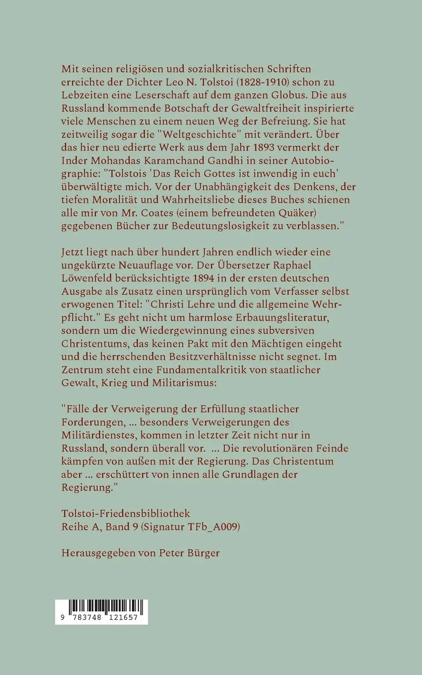 Rückseite: 9783748121657 | Das Reich Gottes ist in Euch | Leo N. Tolstoi | Taschenbuch | 364 S.