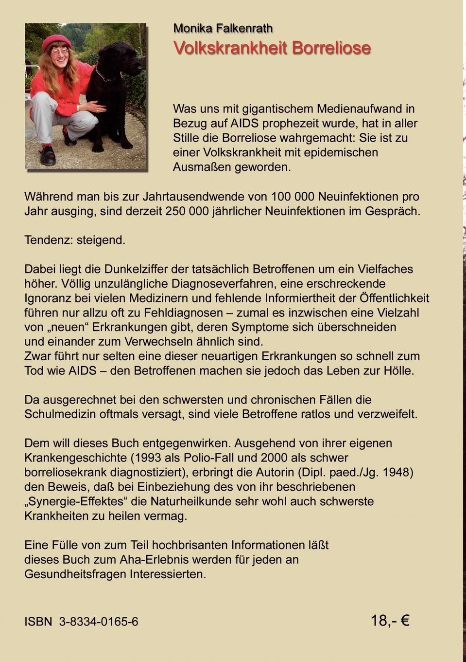 Rückseite: 9783833401657 | Volkskrankheit Borreliose | Monika Falkenrath | Taschenbuch | 254 S.