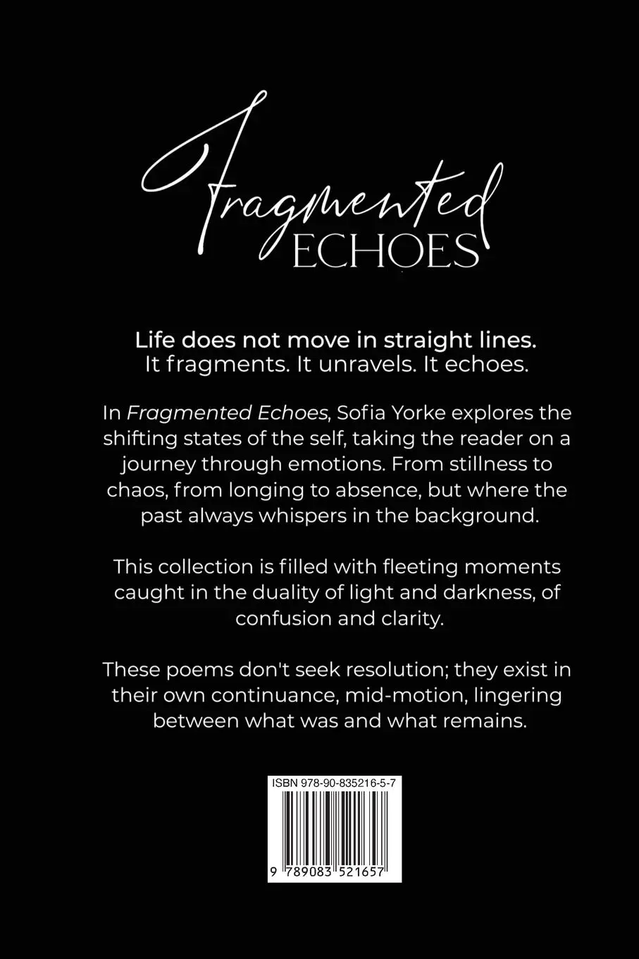 Rückseite: 9789083521657 | Fragmented Echoes | Sofia Yorke | Taschenbuch | Englisch | 2025