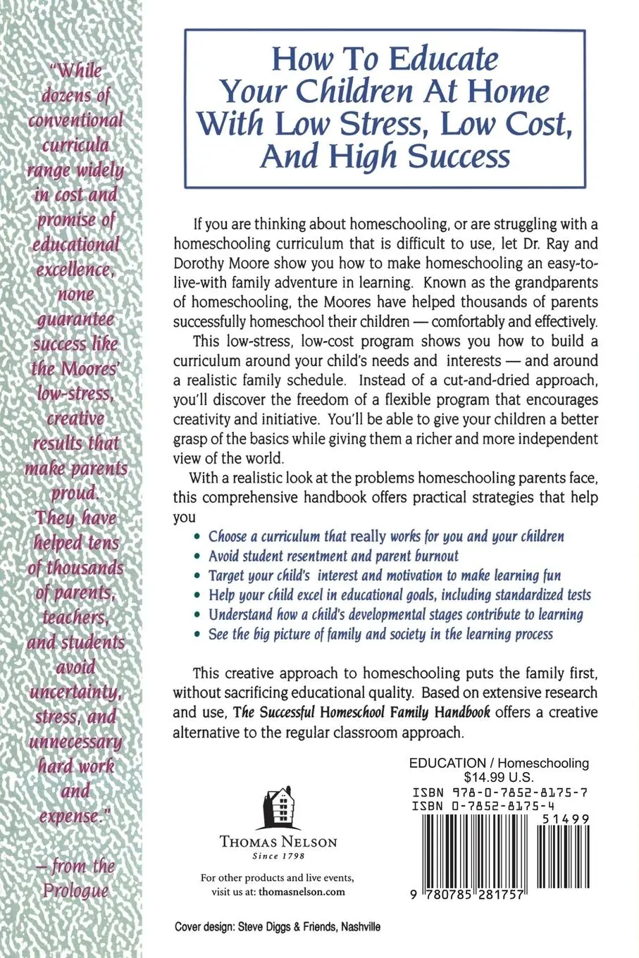 Rückseite: 9780785281757 | The Successful Homeschool Family Handbook | Raymond S. Moore | Buch