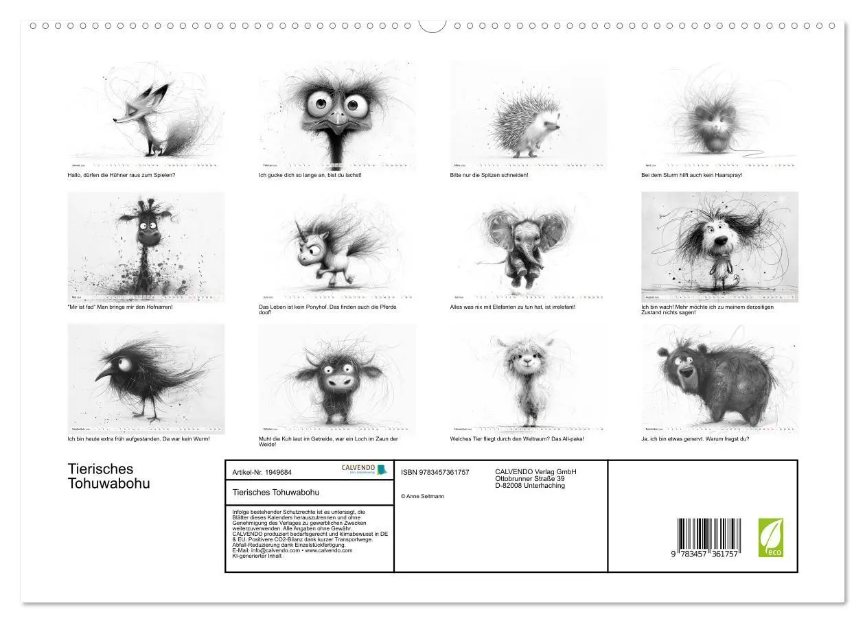 Bild: 9783457361757 | Tierisches Tohuwabohu (hochwertiger Premium Wandkalender 2026 DIN...