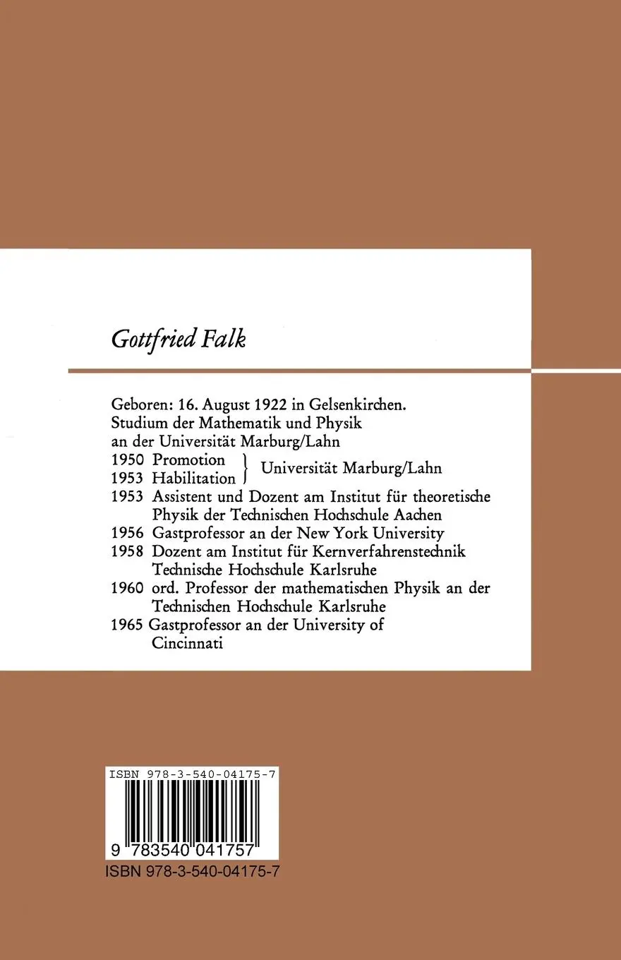 Rückseite: 9783540041757 | Theoretische Physik auf der Grundlage einer allgemeinen Dynamik | Falk