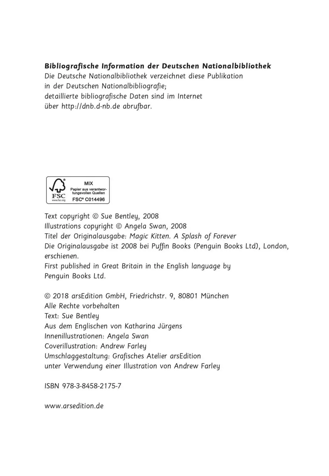 Bild: 9783845821757 | Zauberkätzchen - Ein Sprung ins kalte Nass | Sue Bentley | Buch | 2018