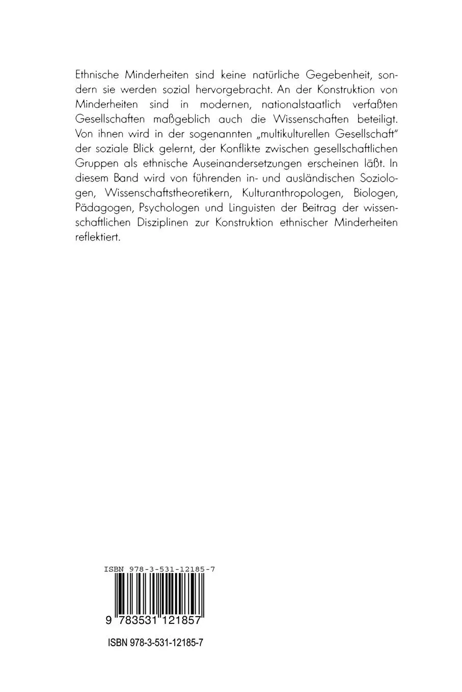 Rückseite: 9783531121857 | Ethnizität | Wissenschaft und Minderheiten | Eckhard J. Dittrich