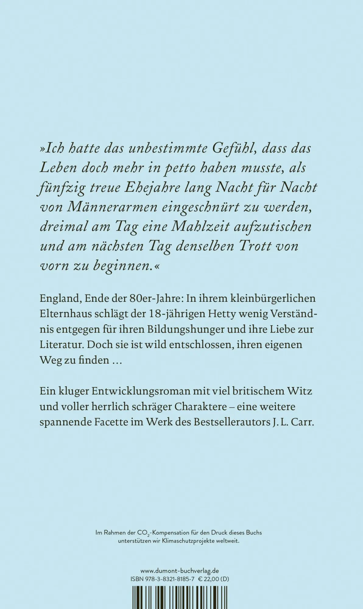 Rückseite: 9783832181857 | Leben und Werk der Hetty Beauchamp | Roman | J. L. Carr | Buch | 2022