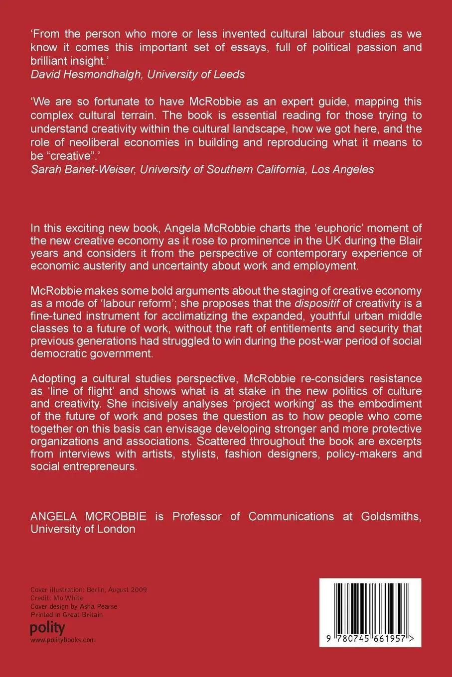 Rückseite: 9780745661957 | Be Creative | Making a Living in the New Culture Industries | Mcrobbie