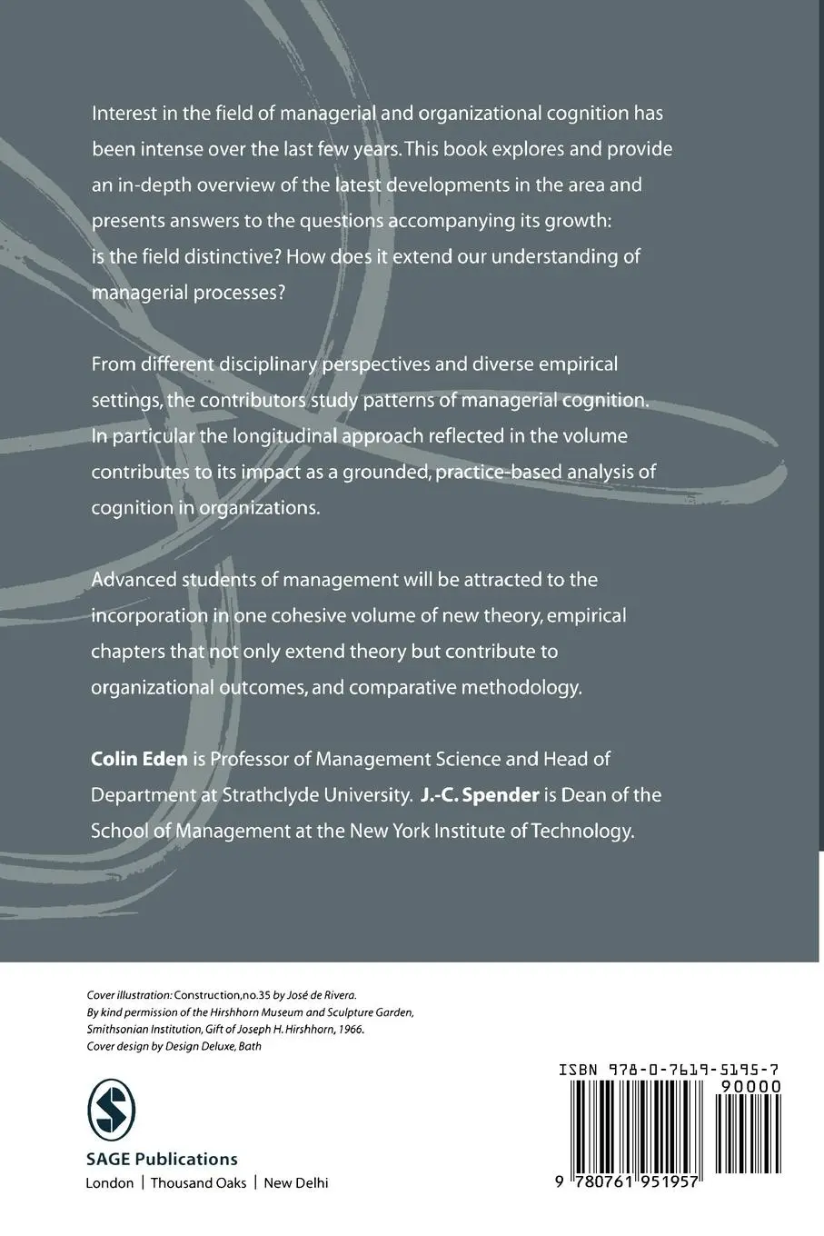 Rückseite: 9780761951957 | Managerial and Organizational Cognition | Theory, Methods and Research