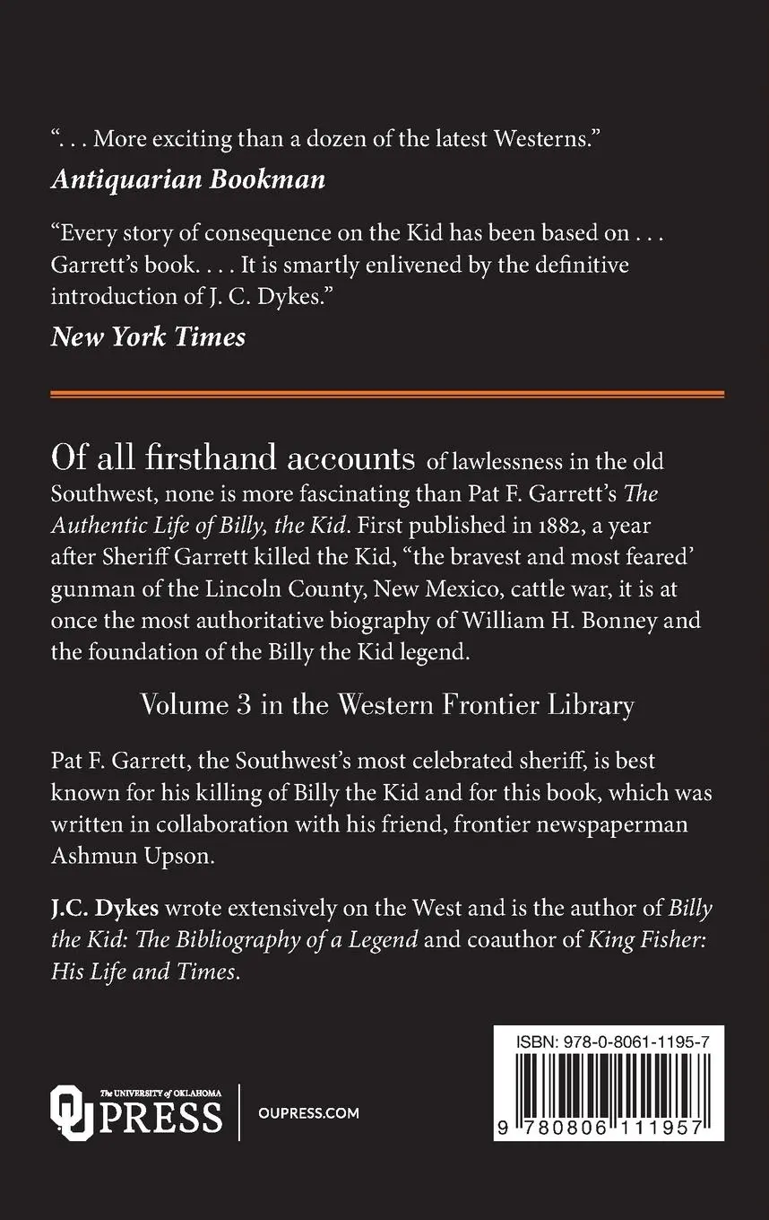 Rückseite: 9780806111957 | The Authentic Life of Billy, the Kid | Pat F. Garrett | Taschenbuch