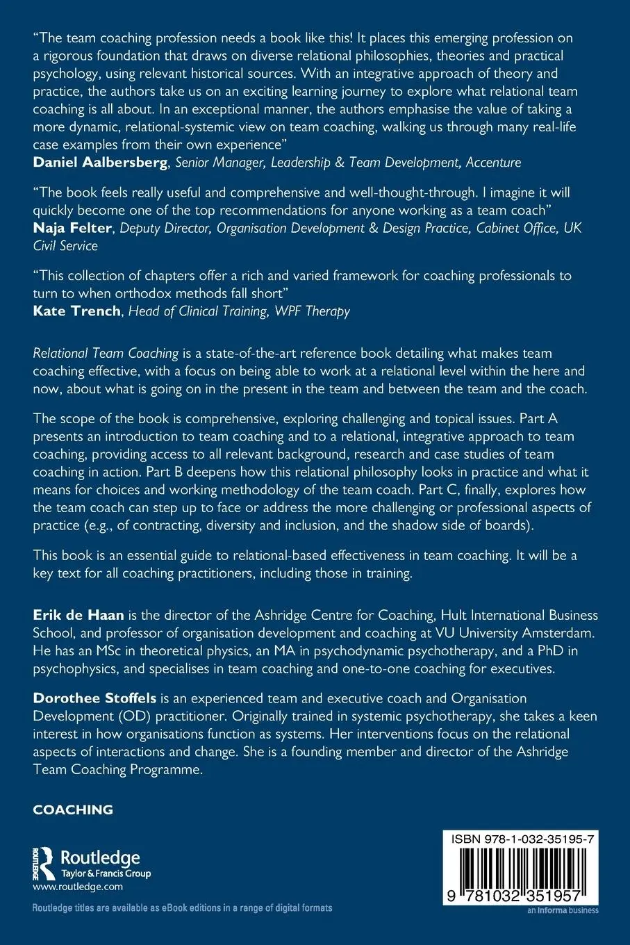 Rückseite: 9781032351957 | Relational Team Coaching | Erik De Haan (u. a.) | Taschenbuch | 2023
