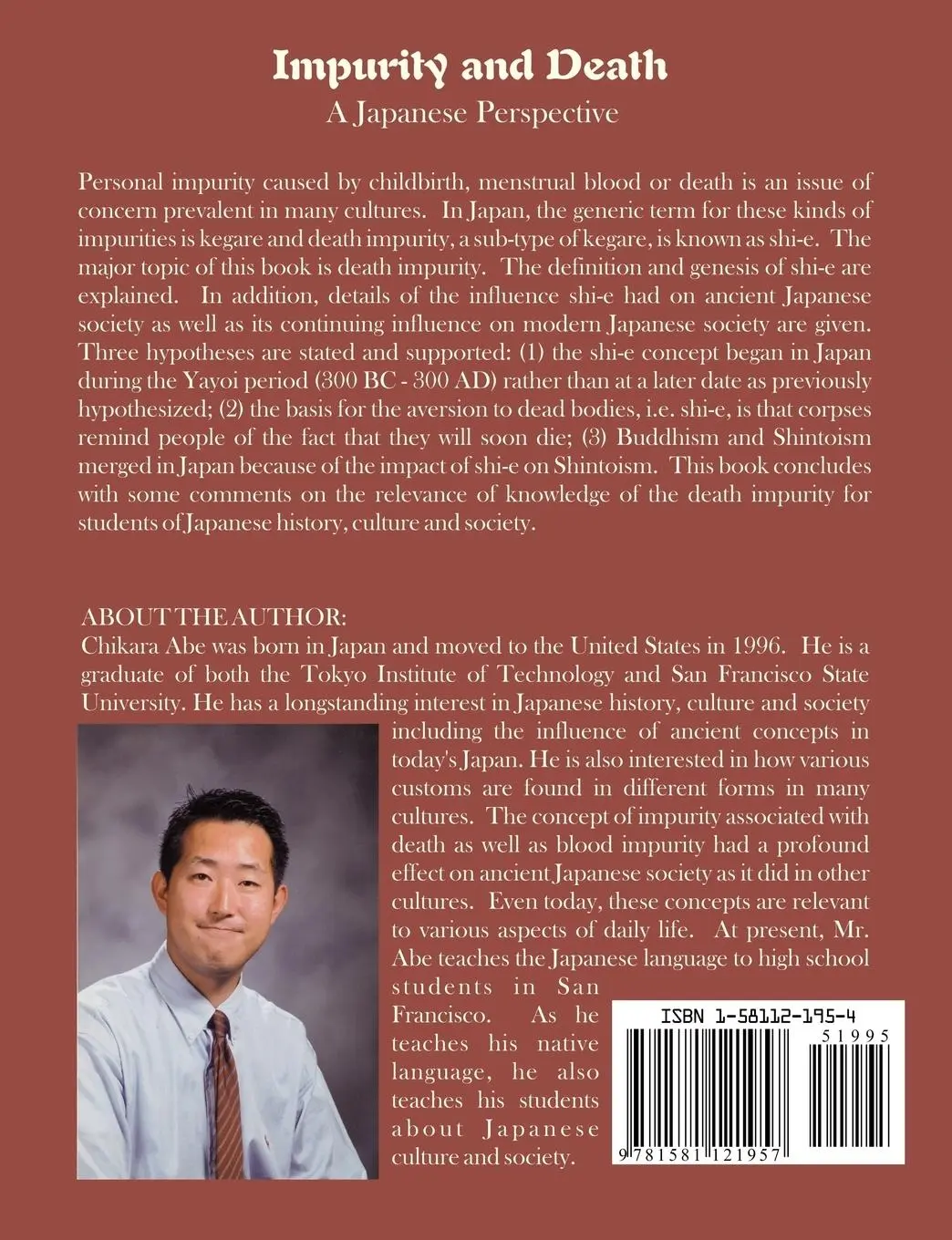 Rückseite: 9781581121957 | Impurity and Death | A Japanese Perspective | Chikara Abe | Buch