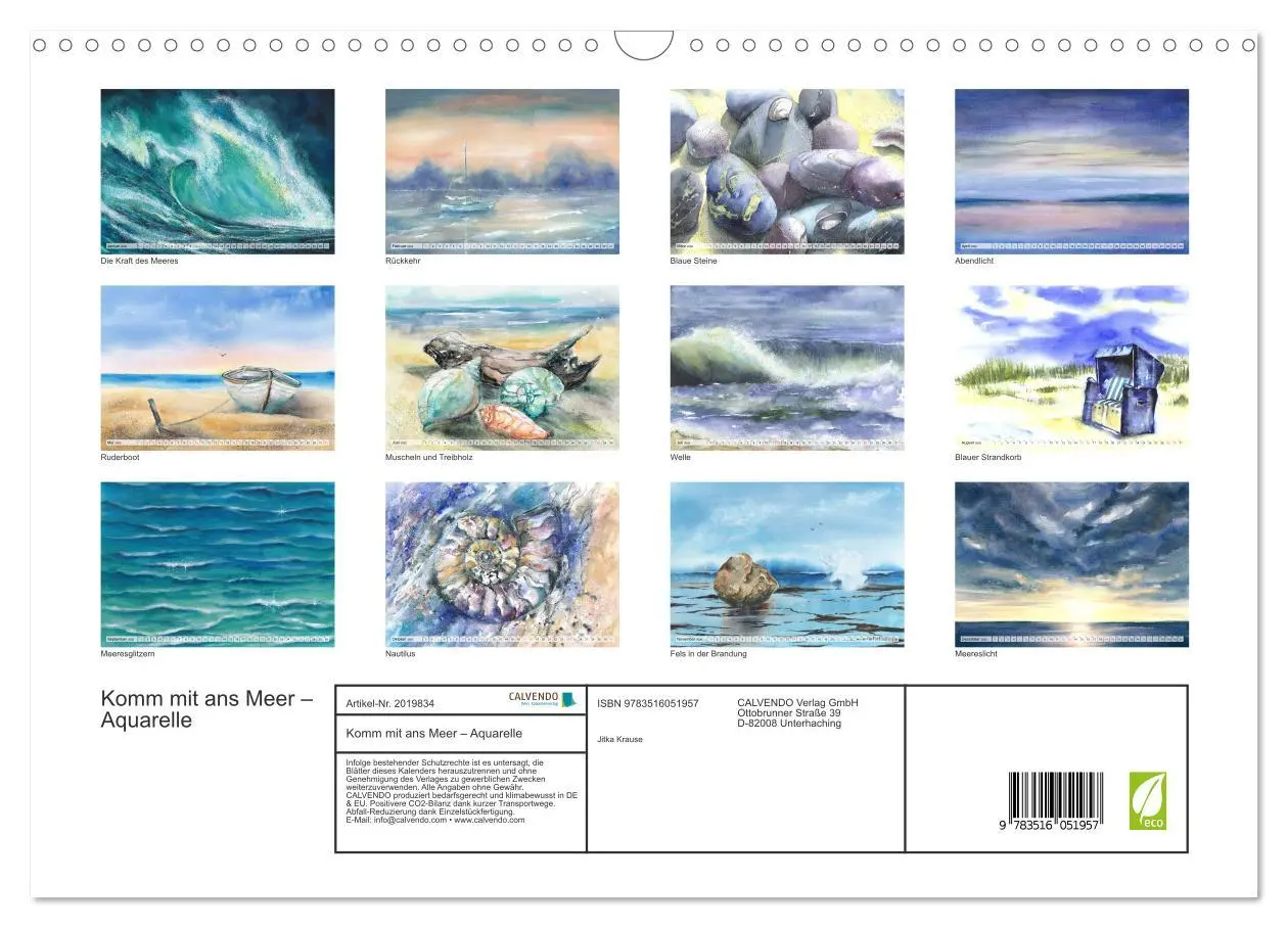Bild: 9783516051957 | Komm mit ans Meer - Aquarelle (Wandkalender 2026 DIN A3 quer),...