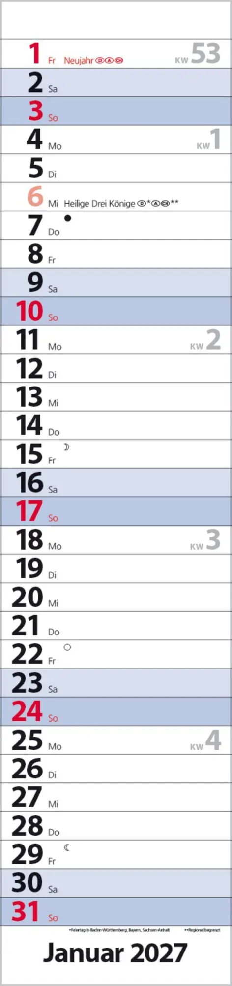 Bild: 9783819301957 | Streifenplaner Compact Blau 2027 | Verlag Korsch | Kalender | 13 S.