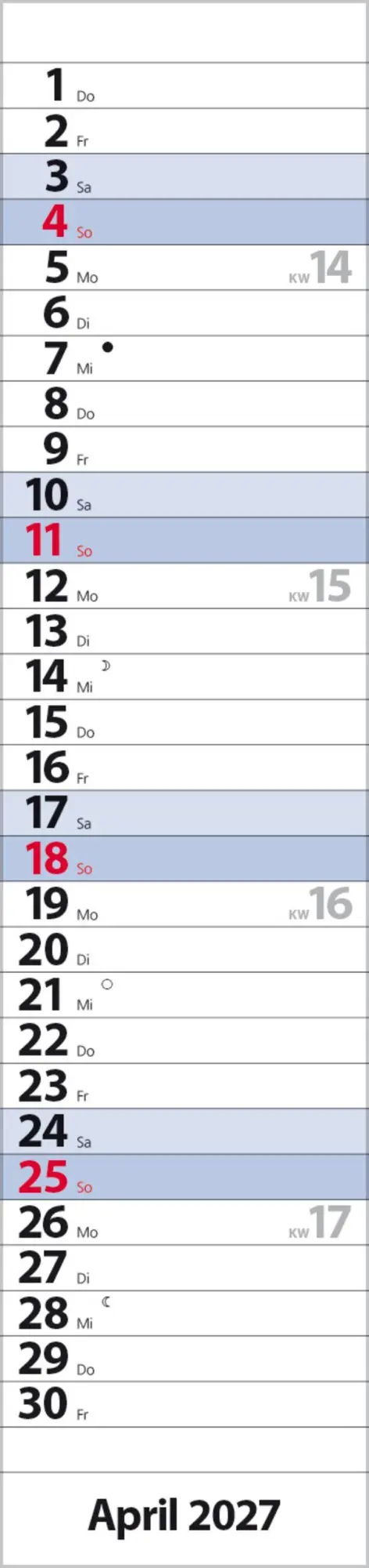 Bild: 9783819301957 | Streifenplaner Compact Blau 2027 | Verlag Korsch | Kalender | 13 S.