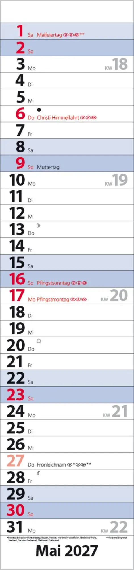 Bild: 9783819301957 | Streifenplaner Compact Blau 2027 | Verlag Korsch | Kalender | 13 S.