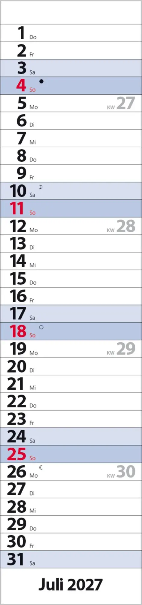 Bild: 9783819301957 | Streifenplaner Compact Blau 2027 | Verlag Korsch | Kalender | 13 S.