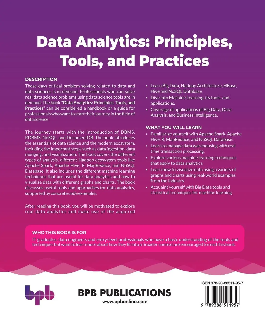 Rückseite: 9789388511957 | Data Analytics | Gaurav Aroraa (u. a.) | Taschenbuch | Englisch | 2022