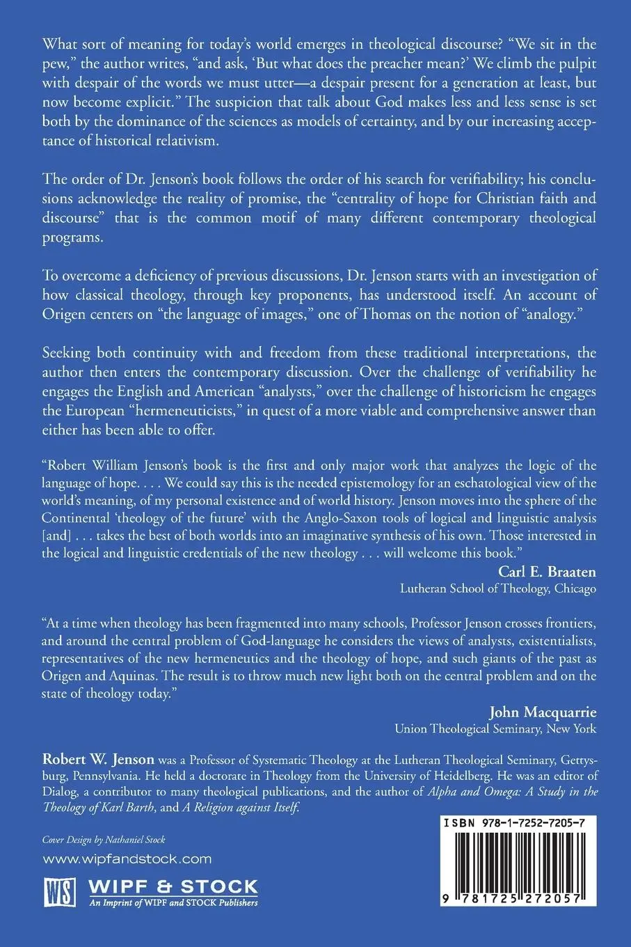 Rückseite: 9781725272057 | The Knowledge of Things Hoped For | Robert W. Jenson | Taschenbuch