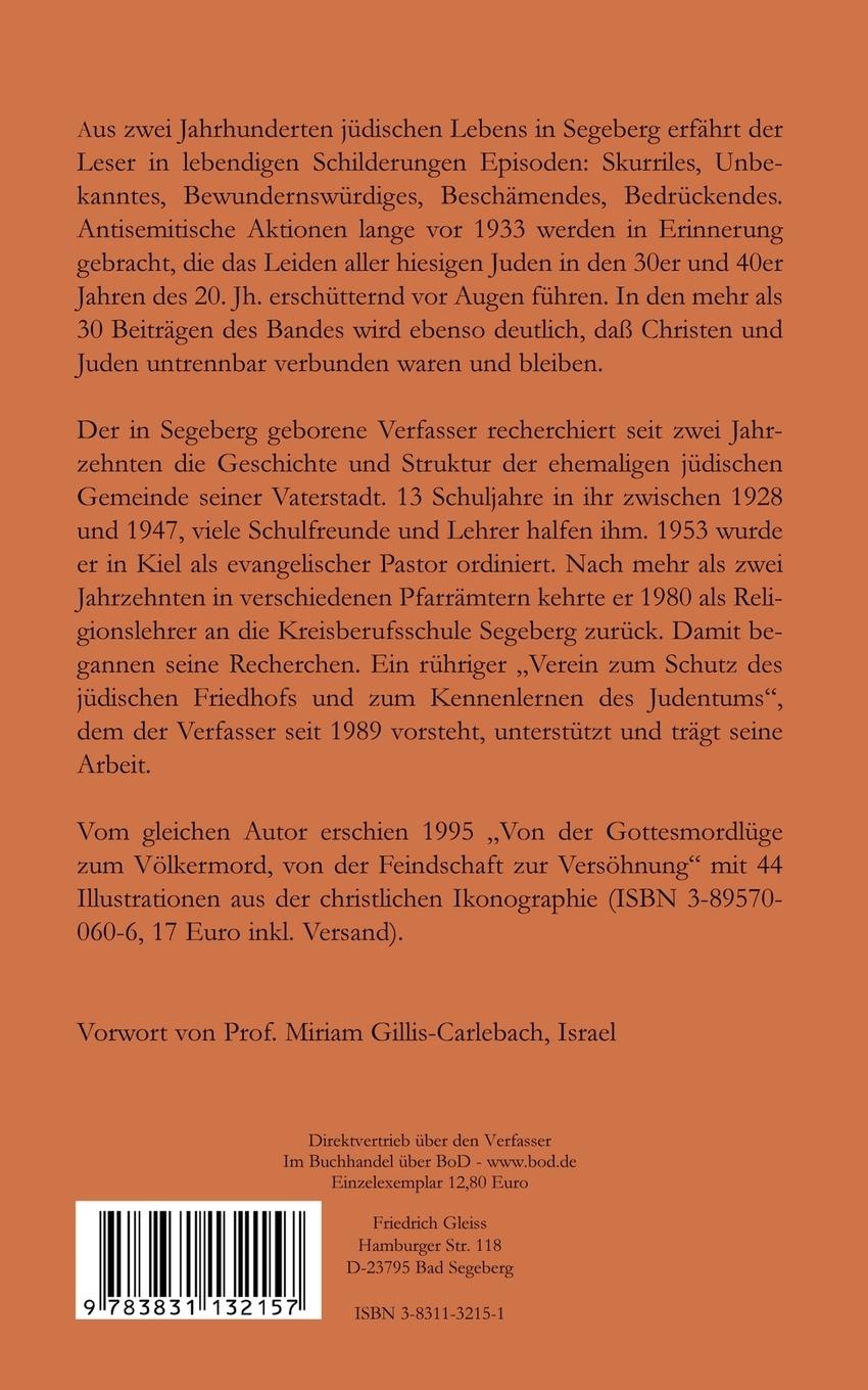 Rückseite: 9783831132157 | Jüdisches Leben in Segeberg | vom 18.-20. Jahrhundert | Gleiss | Buch