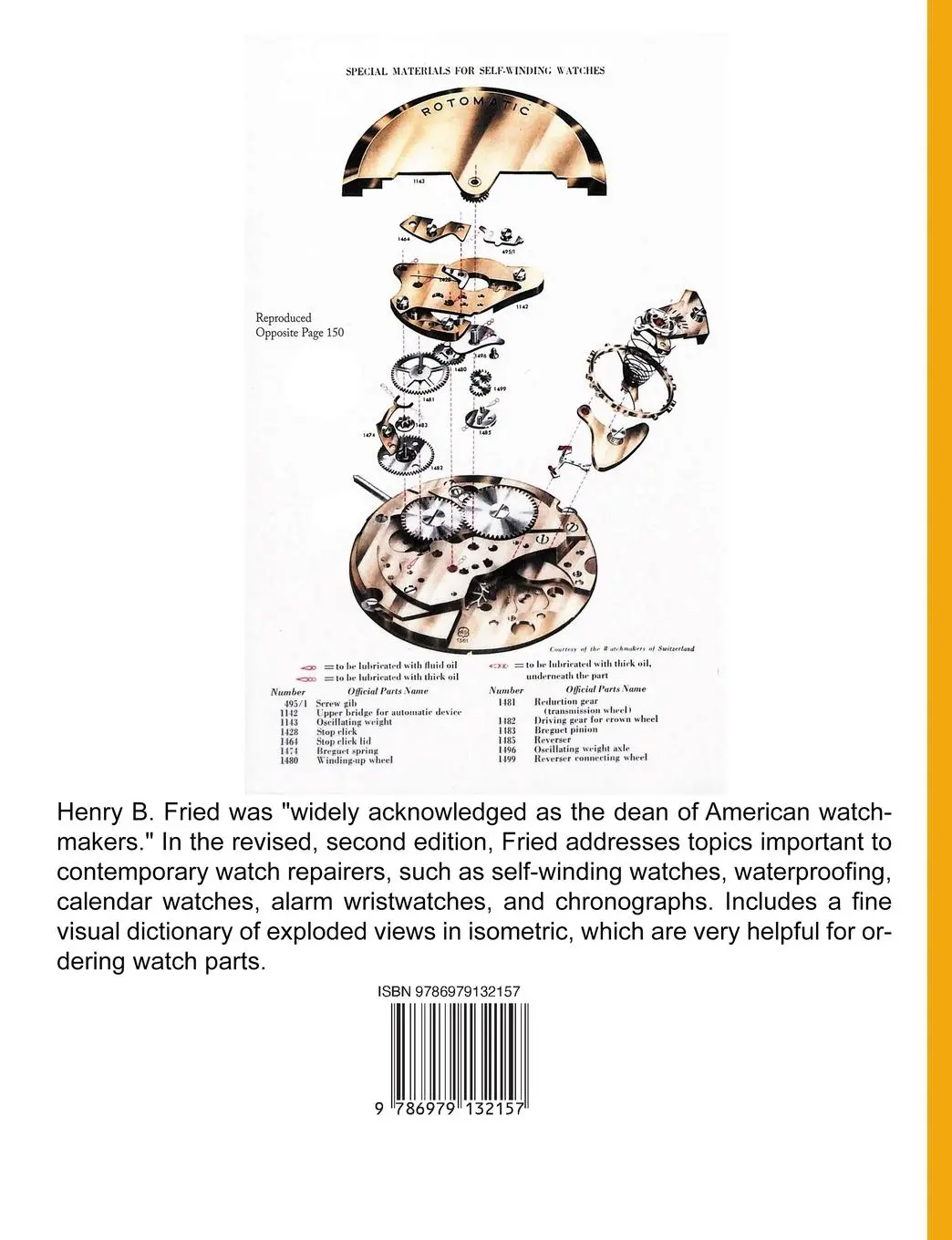 Rückseite: 9786979132157 | The Watch Repairer's Manual | Second Edition | Henry B. Fried | Buch