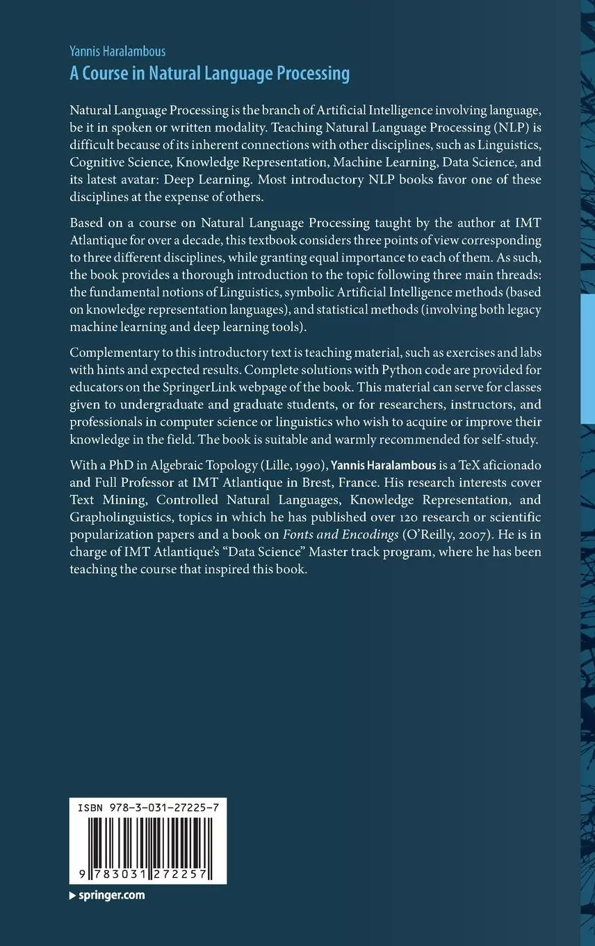 Rückseite: 9783031272257 | A Course in Natural Language Processing | Yannis Haralambous | Buch
