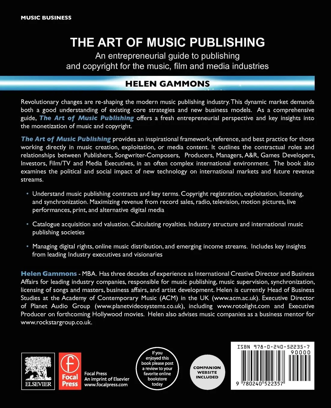Rückseite: 9780240522357 | The Art of Music Publishing | Helen Gammons | Taschenbuch | Englisch