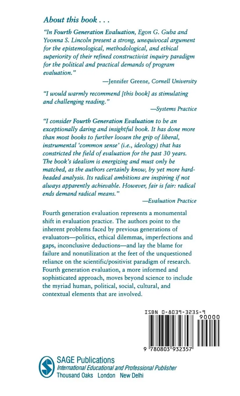 Rückseite: 9780803932357 | Fourth Generation Evaluation | Yvonna S. Lincoln (u. a.) | Buch | 1989