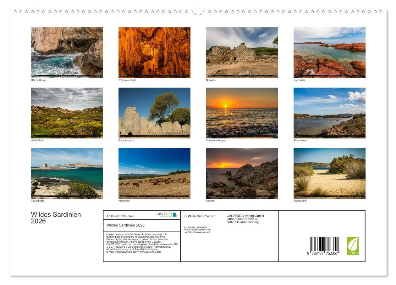 Bild: 9783457752357 | Wildes Sardinien 2026 (hochwertiger Premium Wandkalender 2026 DIN...