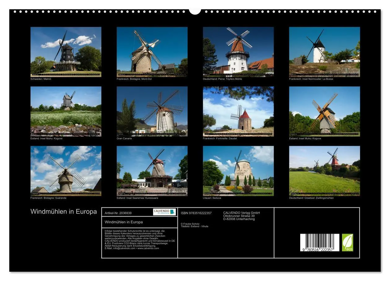 Bild: 9783516222357 | Windmühlen in Europa (hochwertiger Premium Wandkalender 2026 DIN A2...