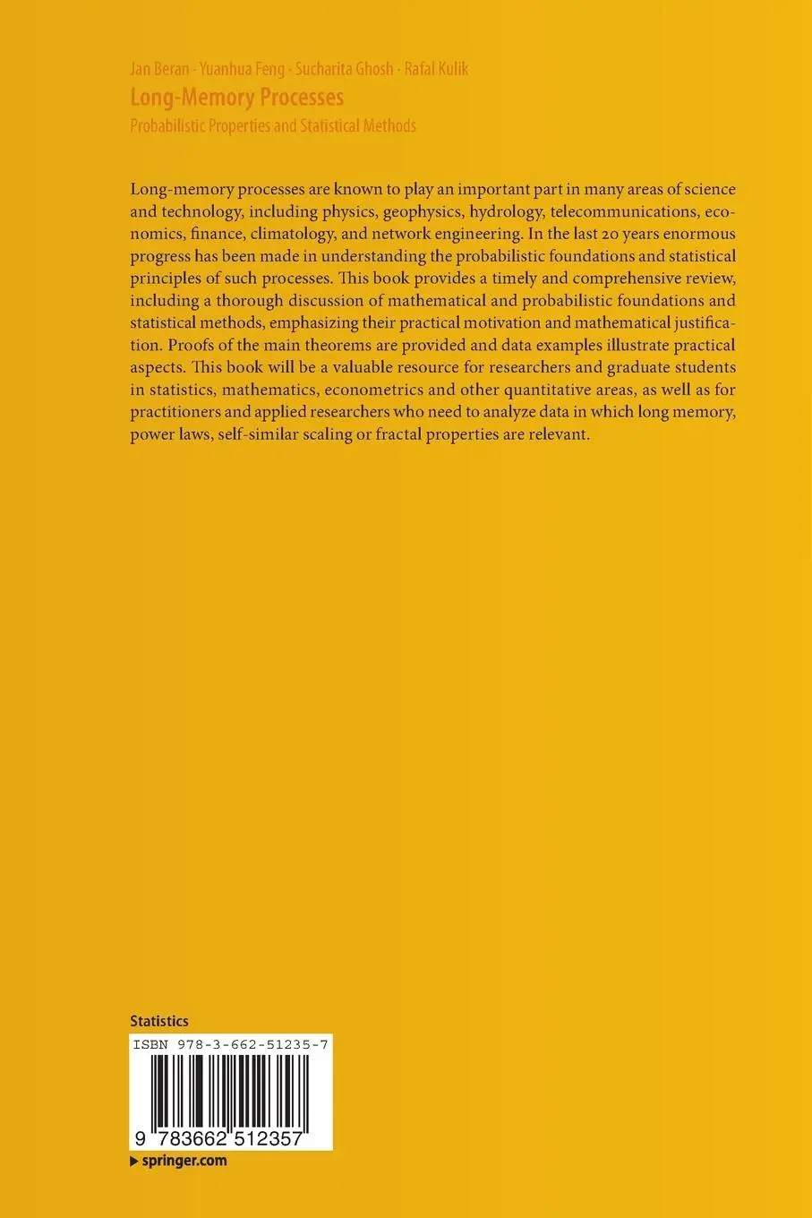 Rückseite: 9783662512357 | Long-Memory Processes | Jan Beran (u. a.) | Taschenbuch | xvii | 2016