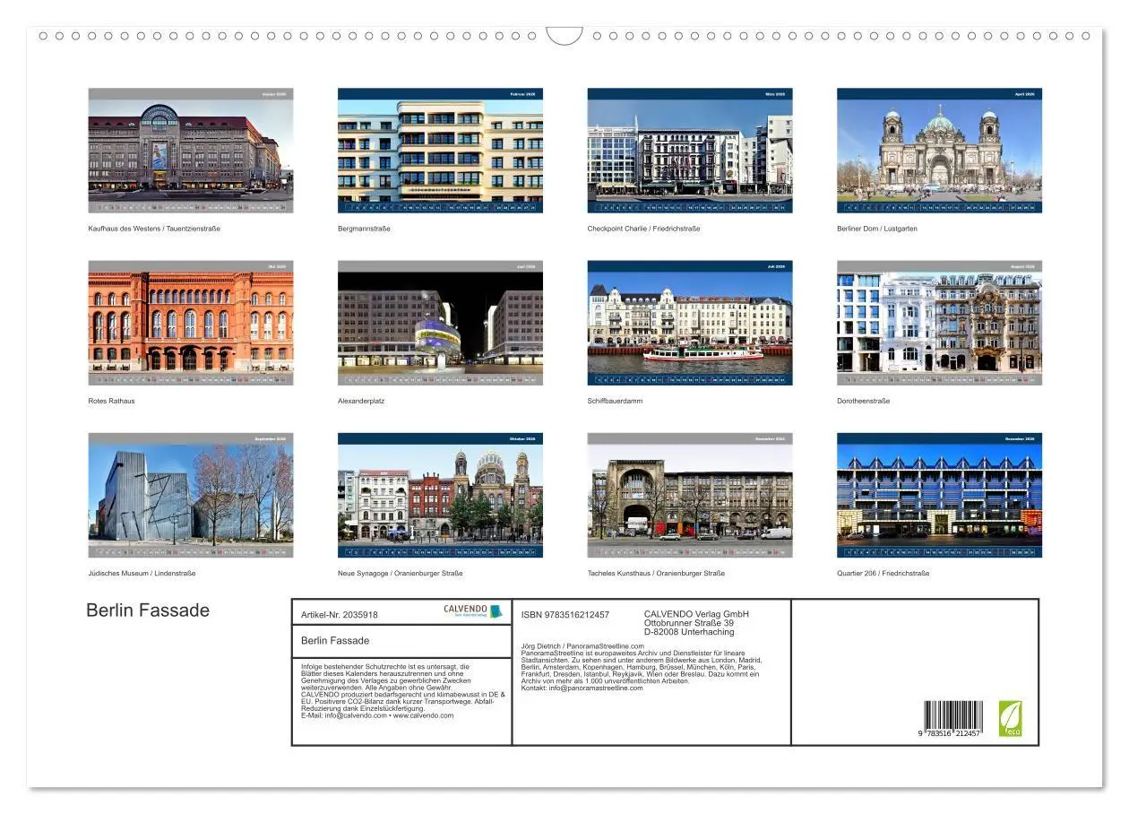 Bild: 9783516212457 | Berlin Fassade (Wandkalender 2026 DIN A2 quer), CALVENDO...