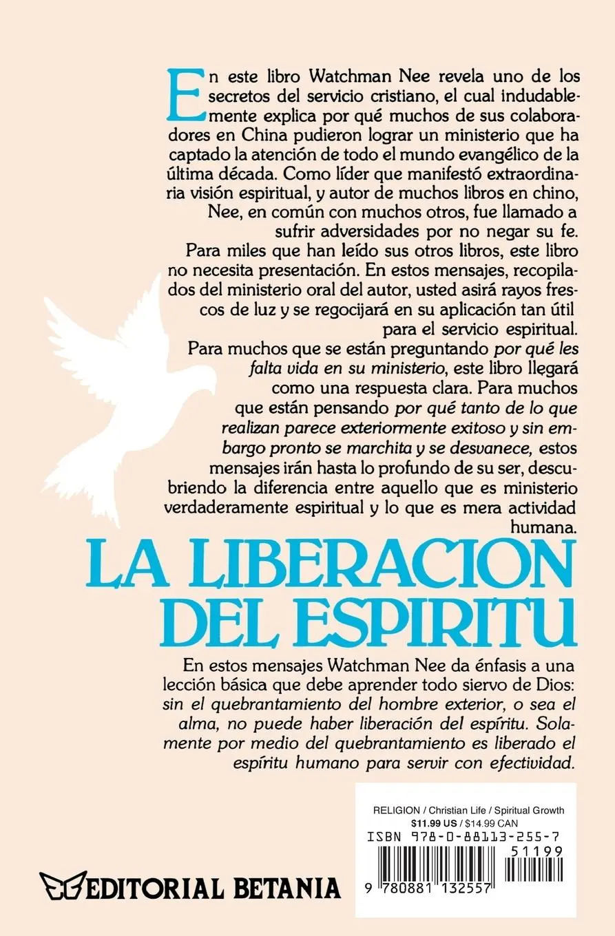 Rückseite: 9780881132557 | La Liberacion del Espiritu | Watchman Nee | Taschenbuch | Spanisch