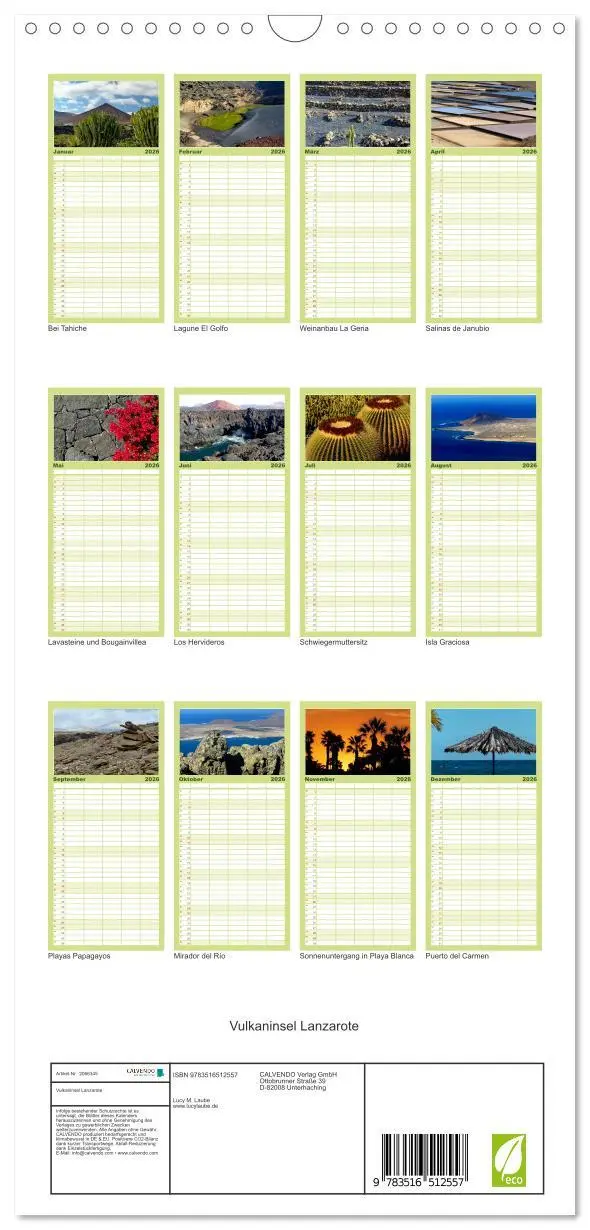 Bild: 9783516512557 | Familienplaner 2026 - Vulkaninsel Lanzarote mit 5 Spalten...