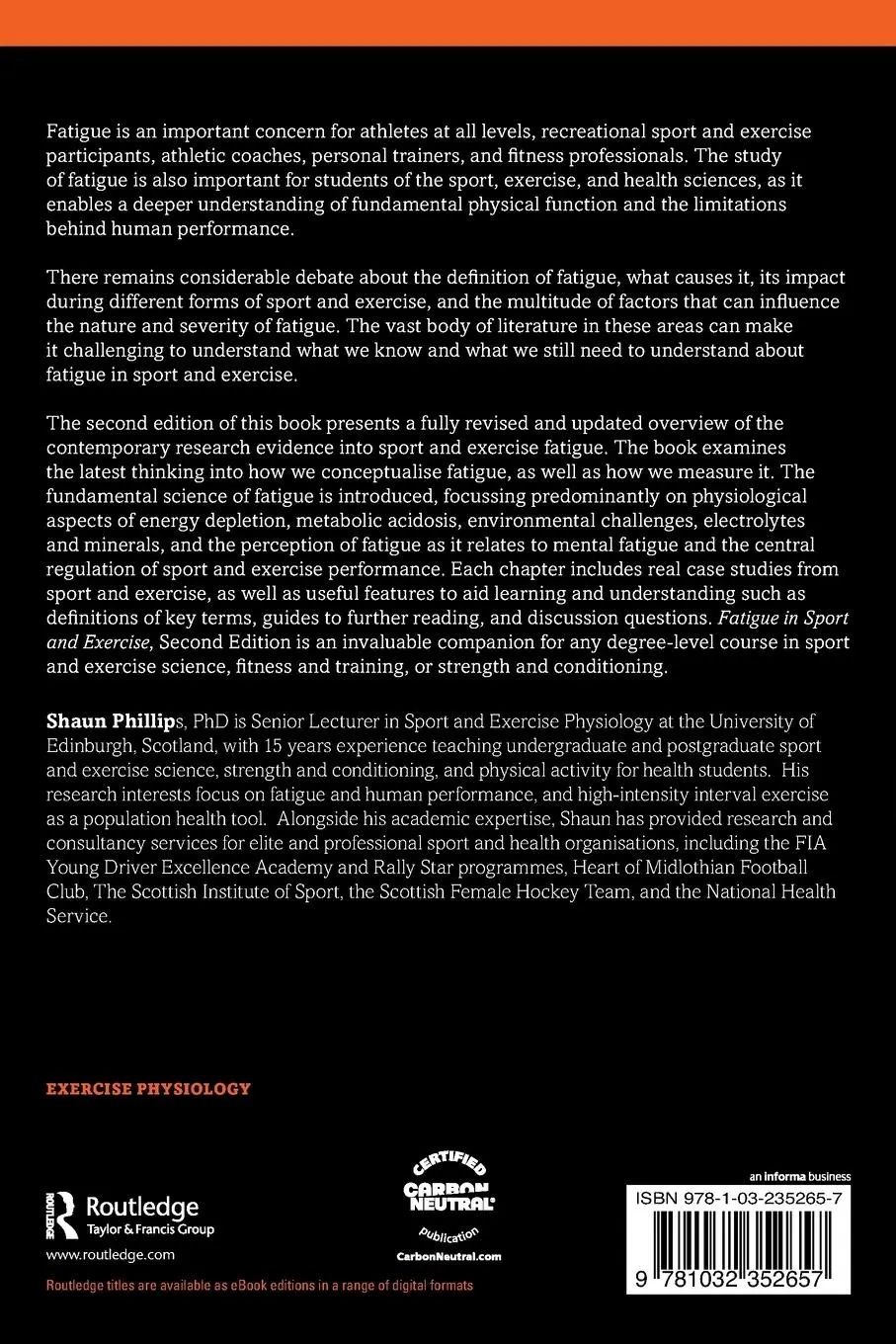 Rückseite: 9781032352657 | Fatigue in Sport and Exercise | Shaun Phillips | Taschenbuch | 2024