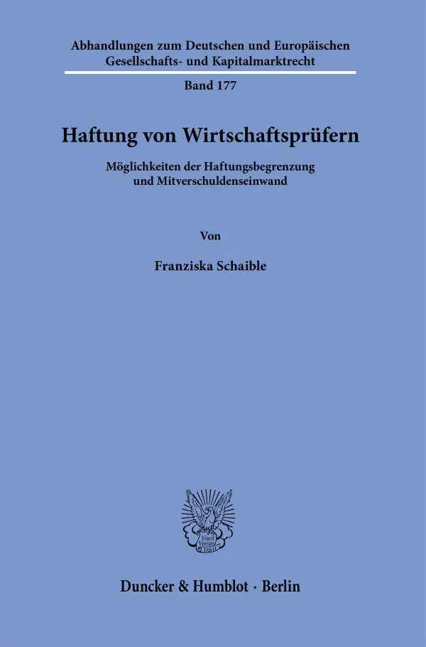 Cover: 9783428182657 | Haftung von Wirtschaftsprüfern. | Franziska Schaible | Taschenbuch