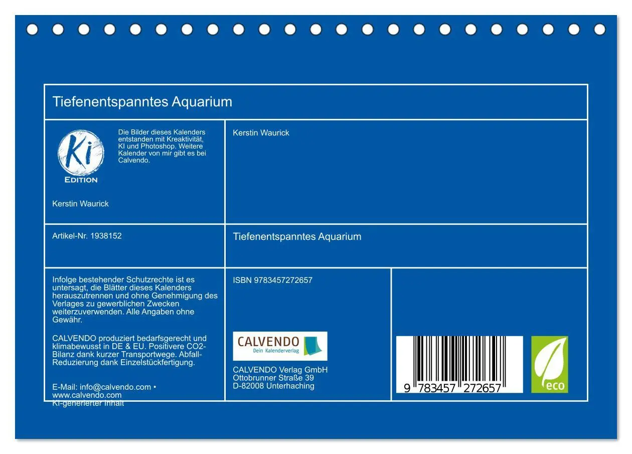 Bild: 9783457272657 | Tiefenentspanntes Aquarium (Tischkalender 2026 DIN A5 quer),...