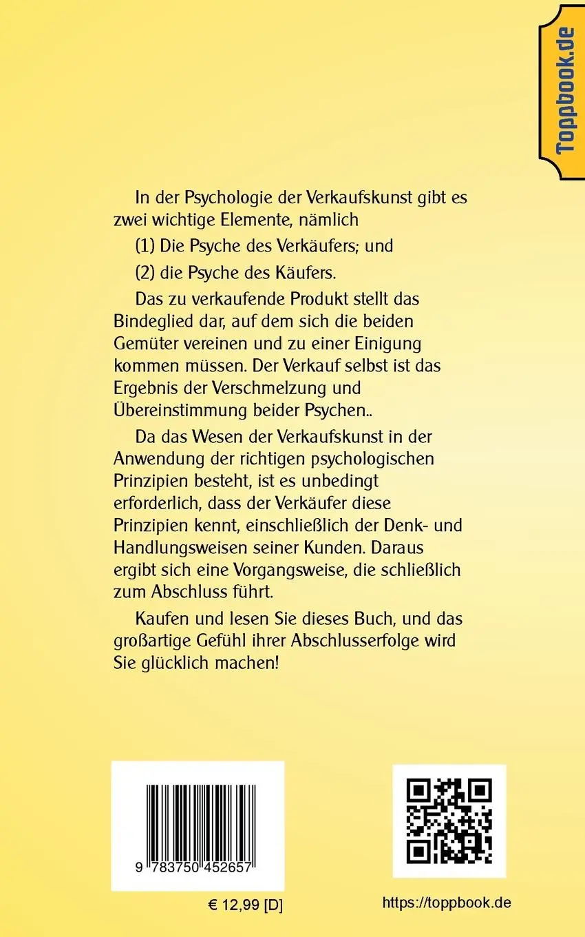 Rückseite: 9783750452657 | Psychologische Verkaufskunst | Wilhelm Walker Atkinson | Taschenbuch