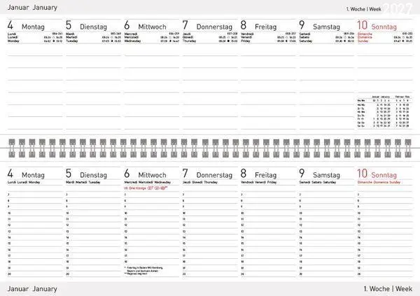 Bild: 9783819302657 | Tischkalender quer Professional Premium 2027 rot | Korsch Verlag