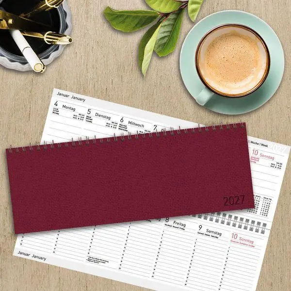 Bild: 9783819302657 | Tischkalender quer Professional Premium 2027 rot | Korsch Verlag