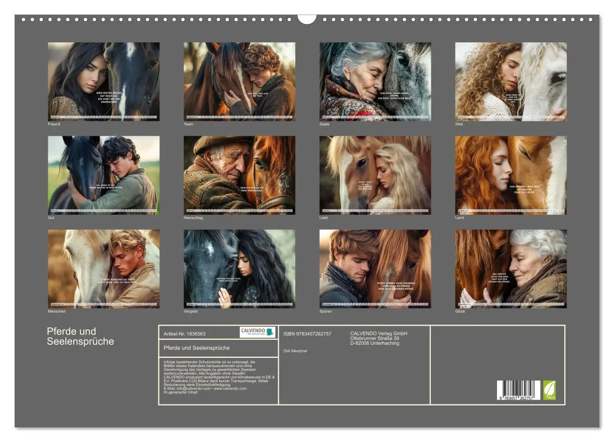 Bild: 9783457262757 | Pferde und Seelensprüche (Wandkalender 2026 DIN A2 quer), CALVENDO...