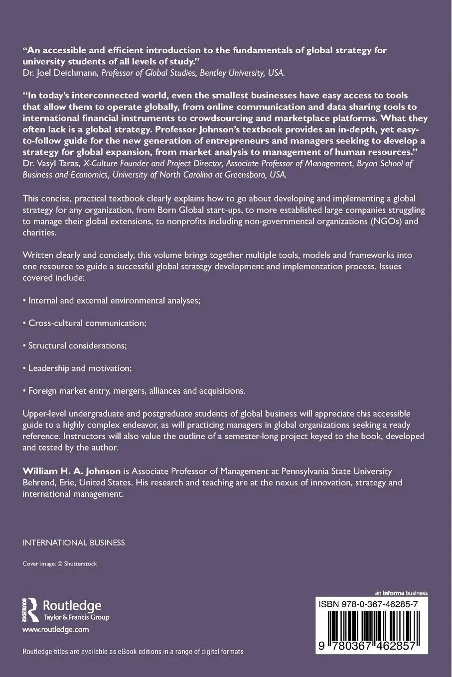Rückseite: 9780367462857 | Managing Global Strategy | William H. A. Johnson | Taschenbuch | 2020